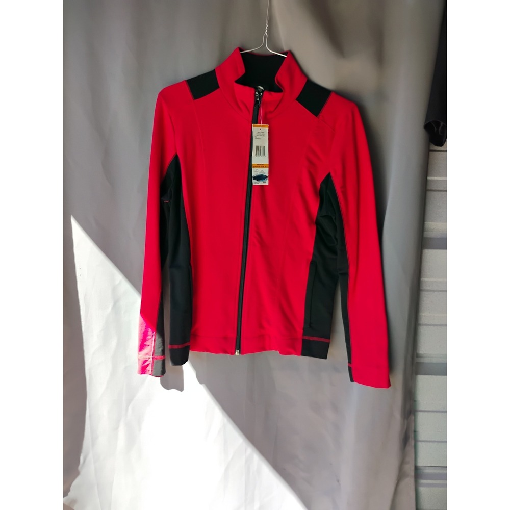Jones New York Sport Womens Red Black Colorblock Zip Up Track Jacket PS NWT
